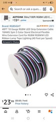 40FT 18 Gauge RGBW LED Strip Extension Cable 18AWG 5pin 5 Color Stand Electri…