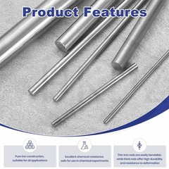 99.99% High-Purity Iron Rod Diameter 1mm- 50mm Electrodes Round Bar Length 100mm