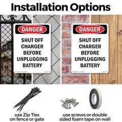 Portrait Shut Off Charger Before Unplugging OSHA Danger Sign, Decal 5 or 10 Pack