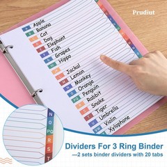 2 Set A-Z Alphabet Dividers for 3 Ring Binder, 20 Tab Binder Dividers with Ta…