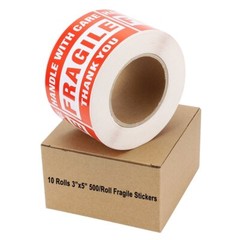 10 Rolls 3×5 500/Roll FRAGILE Stickers Handle With Care Thank You Shipping Label