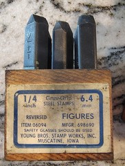 🗽YOUNG BROS. STEEL STAMPS NUMBERS 1/4 inch 6.4mm ITEM 06094 REVERSED…