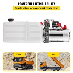 VEVOR Double Acting Hydraulic Pump for Dump Trailers Kit 12VDC 6 Quart Reservoir