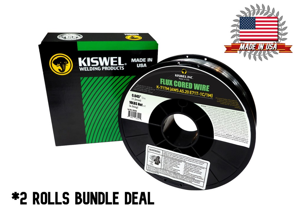 USA E71T-1C/1M .045 in. Dia 10lb Flux Cored Welding Wire GAS REQUIRED (2 Rolls)