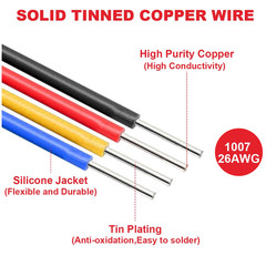 26 Gauge Solid Wire 300V PVC Electrical Wire 26AWG Insulation Tinned Coated Copp