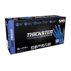 Thickster Latex Gloves 14 Mil Thick Textured Grip 12 Inch Powder Free 50 Count
