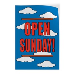 Door Decals Vertical Vinyl Stickers Multiple Sizes Open Sunday Clouds Business