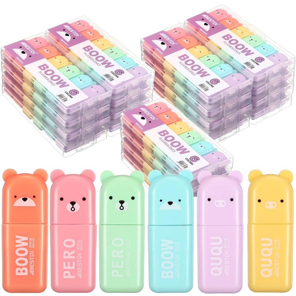 120 Pcs Cute Mini Bear Highlighter Pens Kawaii Highlighter Set Back to School…