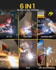 5 IN 1 MIG TIG MMA CUT Welder Air Plasma Cutter 200A 220V Gas/Gasless MIG Welder