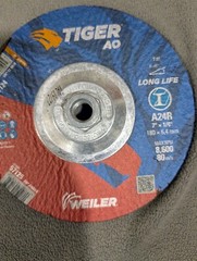 Lot of 2 New Weiler Tiger AO A24R Grinding Wheels – 7″ x 1/4″ x 7/8″ – 57125