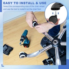 8Pcs 1.5″ Nylon Office Chair Wheels Black Grip Neck Stem