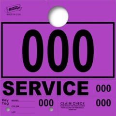 Purple Service Department Hang Tags Window Tag 1000 Per Box