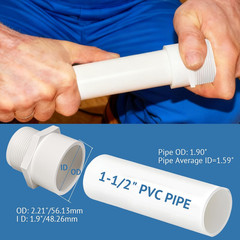 1.5 Inch Male Thread PVC Fittings White 2-Way PVC Pipe Coupling Adapter Connecto