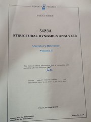 HEWLETT PACKARD 5423A STRUCTURAL DYNAMICS ANALYZER OPERATOR’S REFERENCE VOLUME 2