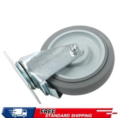 4 Pieces Load Capacity 1400 Pounds Heavy Duty Casters 5″ Side Brakes Rubber Gray