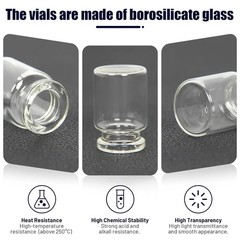 100pcs 3ml Vials-Glass Clear Bottom Headspace Vial with Plastic-Aluminum Fli…
