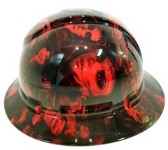 FULL BRIM Hard Hat custom hydro dipped, NEW CANDY RADIOACTIVE RED BANDITO GIRLS