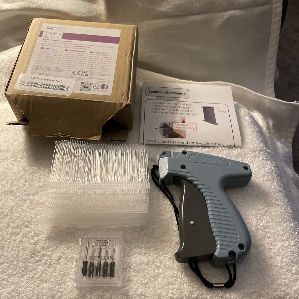 Mr. Pen – Price Tagging Gun, 1 pcs+5 Needles & 1000 Barbs, Blue, Instructions