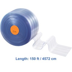 VEVOR Strip Curtain Ribbed PVC Door Curtain 150’x8″ Roll Cooler Freezer Plastic