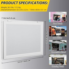Aluminum Concession Window Food Truck Service Window w/Awning Door 4 Sizes