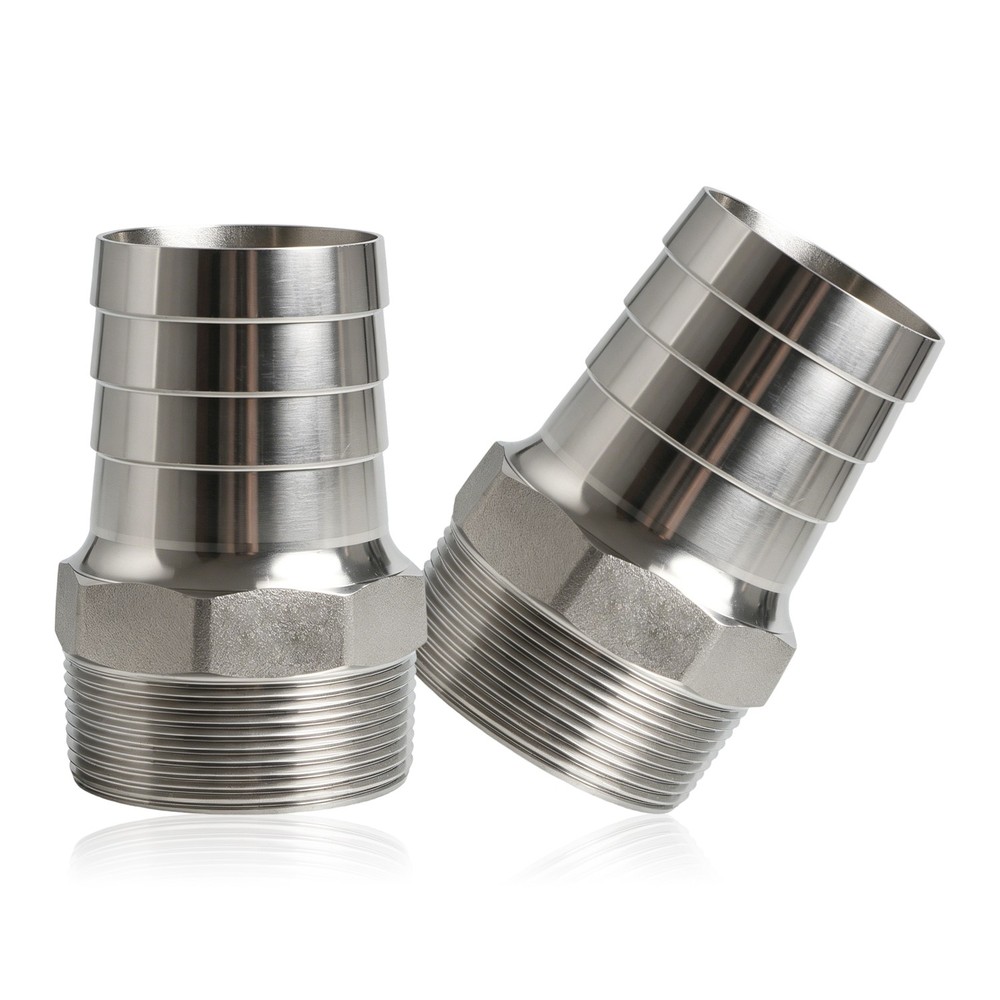 2″ to 2″ NPT Male Hose Barb Connectors 2Pcs for Gas Air Water Pipes