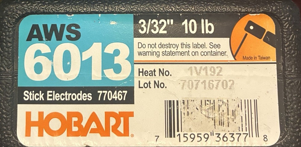 Hobart 770467 6013 3/32 in. stick electrode – 9.6 Pounds Plastic Container