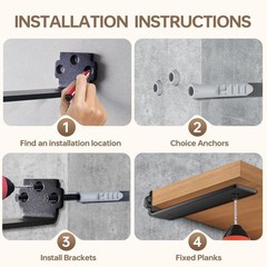 Shelf Brackets 10 Inch (Excluding Shelves), 6 Pack Heavy Duty Floating Shelf …