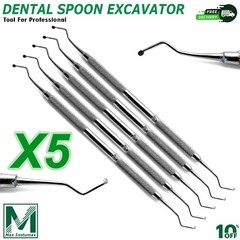 NEW DENTAL EXCAVATOR SET OF 5 RESTORATIVE SPOON DOUBLE ENDED PREMIUM INSTRUMENTS