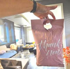 10×13 Thank You Poly Mailers with Handles – Black & Pink Merchandise Shopping Ba