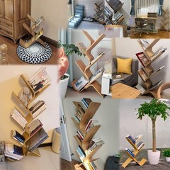 Briteman 8-Tier Floor Bamboo Tree Modern Standing Bookcase Office Book Storage