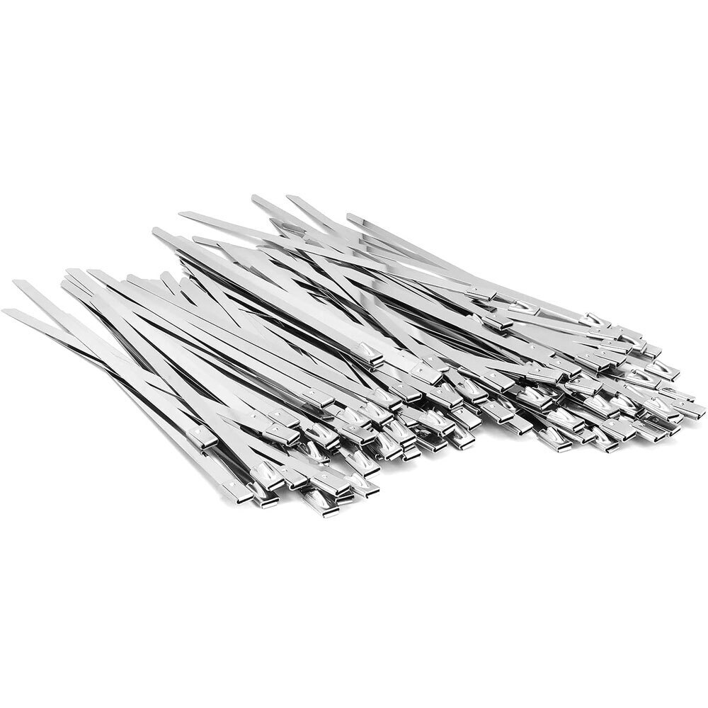 100pcs 304 Stainless Steel Metal Zip Ties Heavy Duty Self-Locking Cable Ties