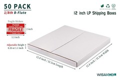 White Vinyl Record Mailers 12.8×12.8×1 inch LP Mailing Corrugated Cardboard B…
