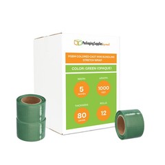 Narrow Banding Stretch Film Shrink Wrap Green Color 5″ x 1000′ 80 Ga 12 Rolls