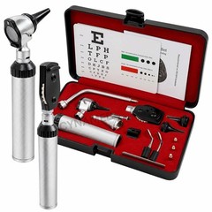 NEW ENT Opthalmoscope Ophthalmoscope Otoscope Nasal Diagnostic Set Kit + 3 BULB