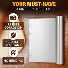 Bench Scraper Kitchen – Multipurpose Pastry 5.9″L x 4.53″W, Silver