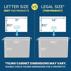 25 Blue Summit Supplies Colored Hanging File Folders Legal Size, 9.5″ x 14.75…