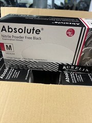 Aurelia Examination Gloves 2000-10 Boxes X 200 Gloves .Black Color Size M