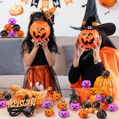 Lallisa 50 Halloween Mini Pumpkin 2.4 x inches, Orange, Black, Purple