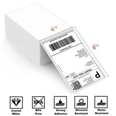 4″x6″ Fanfold Direct Thermal Shipping Labels Zebra & Rollo Printers 1000/Stack