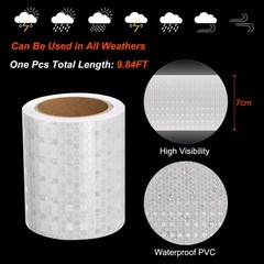 Reflective Tape 3 Inch x 10 Ft Safety Tape White