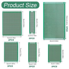 174-Piece PCB Circuit Board Prototype Kit, Double-Sided Perf Boards in 6 Size…