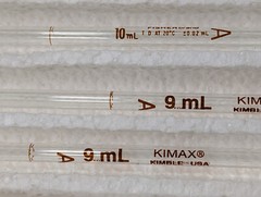 Lot of 15: Assorted Class A Volumetric Pipettes Lab Glass, Fisher, Kimble Kimax