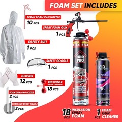 Mega Size Spray Foam Insulation Kit (18×30 oz. / 850 g) Expanding Sealant
