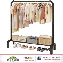 Stylish Black Clothing Rack with Bottom Shelf for Efficient Garment Organization