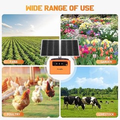 30 Miles Solar Electric Fence Charger with 15W Solar Panel,6-12KV Adjustable
