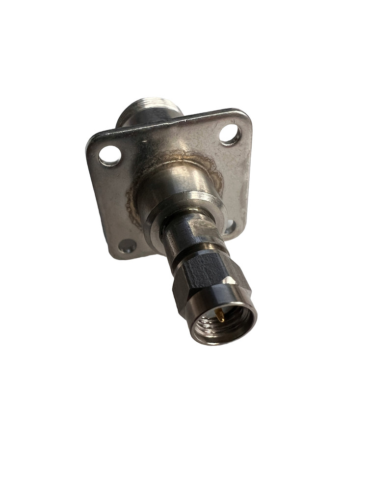 Midwest Microwave RF Fixed Attenuator SMA Male to N Female 3dB 4 Hole Flange