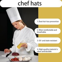 20 Pcs Tall Chef Hat White Adjustable 9″One Size Fits Most
