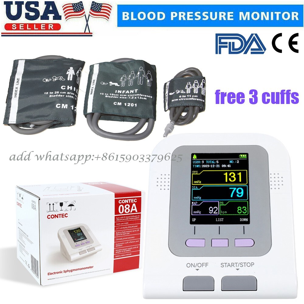 Digital Blood Pressure Monitor CONTEC08A+Neonatal/Infant/Child cuff,PC software