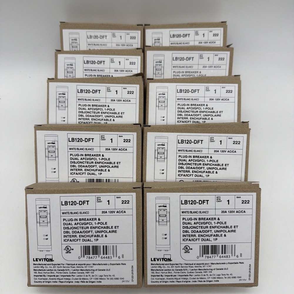 Leviton LB120-DFT 20A 1-Pole AFCI/GFCI Dual Function Circuit Breaker NEW 10X