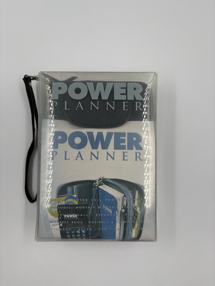 Vintage 2000 Leatherette Black Power Planner Organizer with Calculator & More